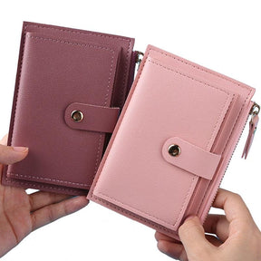 Fashion Women Wallets Leather Female Purse Mini Hasp Solid Multi-Cards Holder Coin Short Wallets Slim Small Wallet Zipper Hasp - Loja Ammix