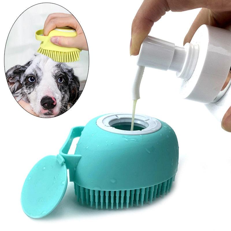 Escova Relaxante De Banho Para Animais com Dispenser Shampoo - Loja Ammix