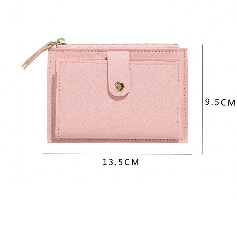 Fashion Women Wallets Leather Female Purse Mini Hasp Solid Multi-Cards Holder Coin Short Wallets Slim Small Wallet Zipper Hasp - Loja Ammix