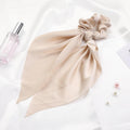 Fashion Solid Color Bow Satin Long Ribbon Ponytail Scarf Hair Tie Scrunchies Women Girls Elastic Hair Bands Hair Accessories - Loja Ammix