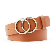 Double Ring Belts for Women Girls Fashion Leopard Waist Belt PU Metal Buckle Heart Pin Belt Leisure Dress Jeans Wild Waistband - Loja Ammix