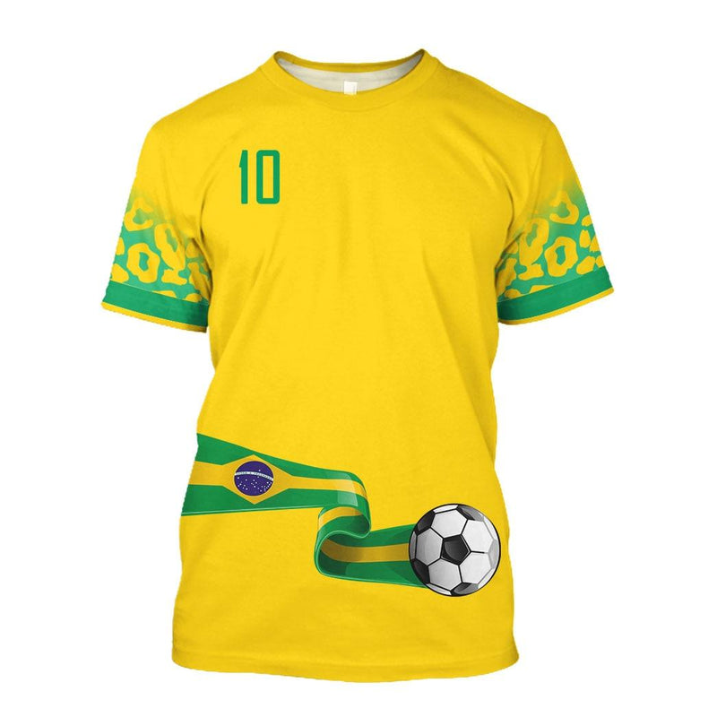 Jumeast Brazil Football Jerseys Graphic T-Shirts Flag Soccer 2022 Printed T Shirty Yellow Mesh Sport Sweats Clothing Team Shirt - Loja Ammix