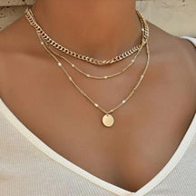 Simple Crystal Geometric Gold Color Pendant Necklace Set for Women Charms Fashion Square Rhinestone Female Vintage Jewelry 2022 - Loja Ammix