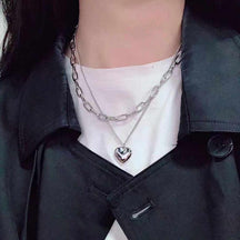 Simple Crystal Geometric Gold Color Pendant Necklace Set for Women Charms Fashion Square Rhinestone Female Vintage Jewelry 2022 - Loja Ammix