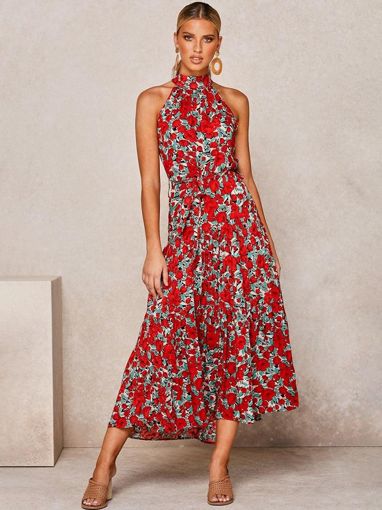 Summer Long Dress Polka Dot Casual Dresses Black Sexy Halter Strapless New 2022 Yellow Sundress Vacation Clothes For Women - Loja Ammix
