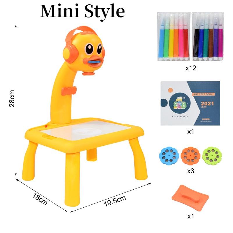 Children Led Projector Art Drawing Table Toys Kids Painting Board Desk Arts Crafts Educational Learning Paint Tools Toy for Girl - Loja Ammix