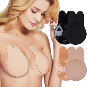 Women Push Up Bras Self Adhesive Silicone Strapless Invisible Bra Reusable Sticky Breast Lift Tape Rabbit Nipple Cover Bra Pads - Loja Ammix