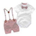Romper Clothes Set For Baby Boy Bow Hat Gentleman Suit Infant Baby Bodysuit Clothes for Newborn Babies Belt Pants Toddler Set - Loja Ammix