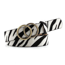 Double Ring Belts for Women Girls Fashion Leopard Waist Belt PU Metal Buckle Heart Pin Belt Leisure Dress Jeans Wild Waistband - Loja Ammix
