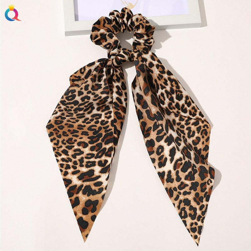 Fashion Solid Color Bow Satin Long Ribbon Ponytail Scarf Hair Tie Scrunchies Women Girls Elastic Hair Bands Hair Accessories - Loja Ammix