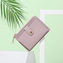Fashion Women Wallets Leather Female Purse Mini Hasp Solid Multi-Cards Holder Coin Short Wallets Slim Small Wallet Zipper Hasp - Loja Ammix