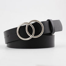 Double Ring Belts for Women Girls Fashion Leopard Waist Belt PU Metal Buckle Heart Pin Belt Leisure Dress Jeans Wild Waistband - Loja Ammix