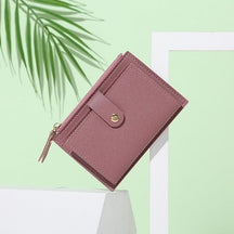 Fashion Women Wallets Leather Female Purse Mini Hasp Solid Multi-Cards Holder Coin Short Wallets Slim Small Wallet Zipper Hasp - Loja Ammix