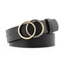 Double Ring Belts for Women Girls Fashion Leopard Waist Belt PU Metal Buckle Heart Pin Belt Leisure Dress Jeans Wild Waistband - Loja Ammix