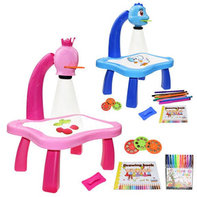 Children Led Projector Art Drawing Table Toys Kids Painting Board Desk Arts Crafts Educational Learning Paint Tools Toy for Girl - Loja Ammix