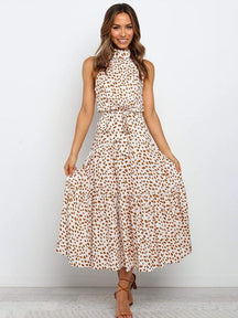 Summer Long Dress Polka Dot Casual Dresses Black Sexy Halter Strapless New 2022 Yellow Sundress Vacation Clothes For Women - Loja Ammix