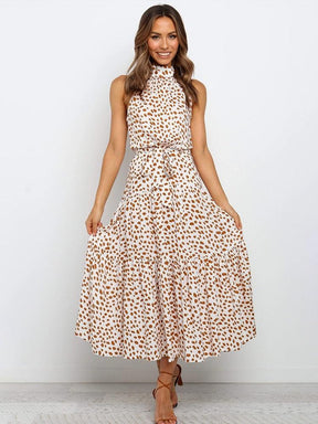 Summer Long Dress Polka Dot Casual Dresses Black Sexy Halter Strapless New 2022 Yellow Sundress Vacation Clothes For Women - Loja Ammix