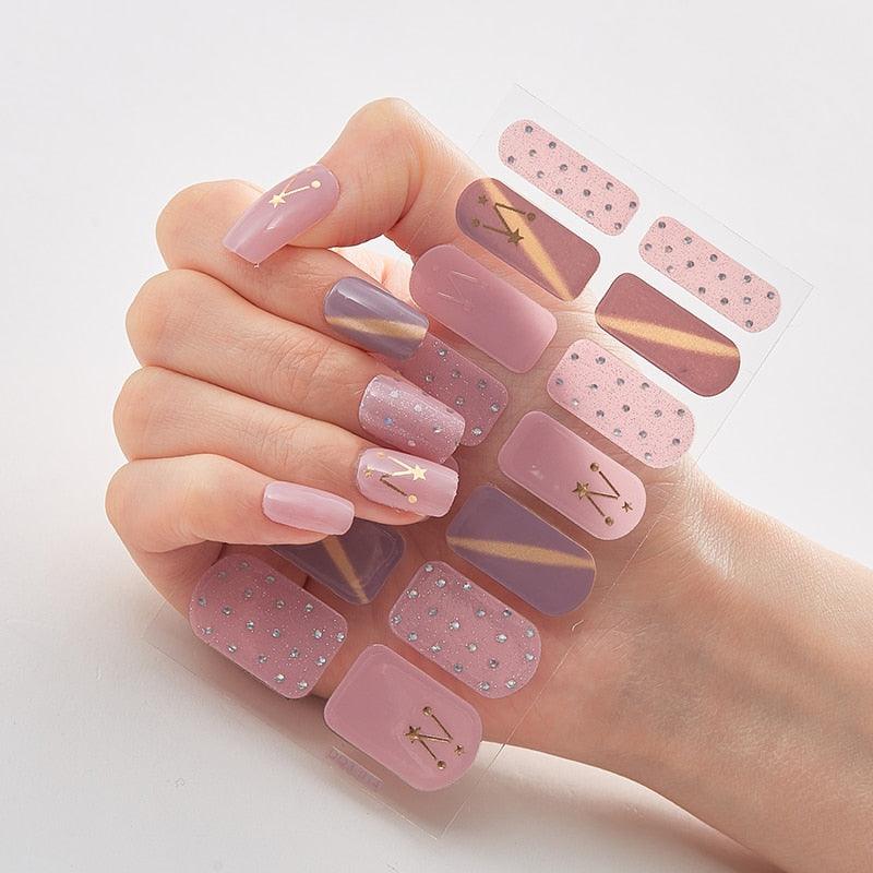 Four Sorts of Nail Stickers Fashion Nail Wraps Self Adhesive Manicure Decoracion Nail Strips Nail Sticker Set Nail Art - Loja Ammix