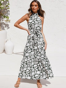Summer Long Dress Polka Dot Casual Dresses Black Sexy Halter Strapless New 2022 Yellow Sundress Vacation Clothes For Women - Loja Ammix