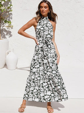 Summer Long Dress Polka Dot Casual Dresses Black Sexy Halter Strapless New 2022 Yellow Sundress Vacation Clothes For Women - Loja Ammix
