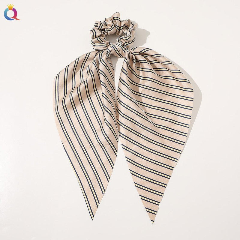 Fashion Solid Color Bow Satin Long Ribbon Ponytail Scarf Hair Tie Scrunchies Women Girls Elastic Hair Bands Hair Accessories - Loja Ammix
