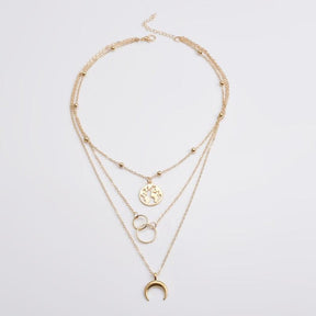 Simple Crystal Geometric Gold Color Pendant Necklace Set for Women Charms Fashion Square Rhinestone Female Vintage Jewelry 2022 - Loja Ammix