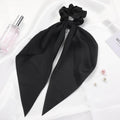 Fashion Solid Color Bow Satin Long Ribbon Ponytail Scarf Hair Tie Scrunchies Women Girls Elastic Hair Bands Hair Accessories - Loja Ammix