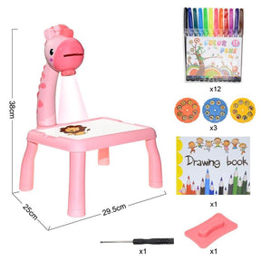 Children Led Projector Art Drawing Table Toys Kids Painting Board Desk Arts Crafts Educational Learning Paint Tools Toy for Girl - Loja Ammix