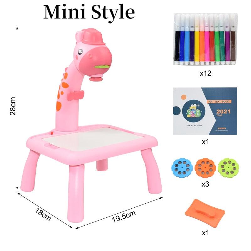 Children Led Projector Art Drawing Table Toys Kids Painting Board Desk Arts Crafts Educational Learning Paint Tools Toy for Girl - Loja Ammix