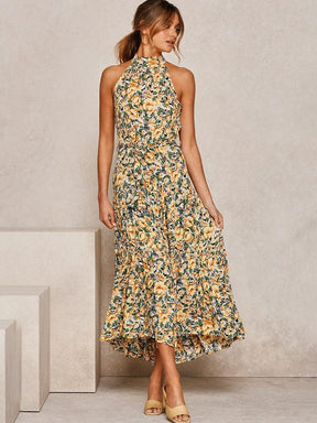 Summer Long Dress Polka Dot Casual Dresses Black Sexy Halter Strapless New 2022 Yellow Sundress Vacation Clothes For Women - Loja Ammix