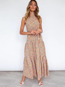 Summer Long Dress Polka Dot Casual Dresses Black Sexy Halter Strapless New 2022 Yellow Sundress Vacation Clothes For Women - Loja Ammix