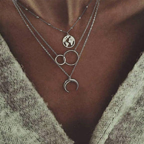 Simple Crystal Geometric Gold Color Pendant Necklace Set for Women Charms Fashion Square Rhinestone Female Vintage Jewelry 2022 - Loja Ammix
