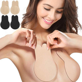 Women Push Up Bras Self Adhesive Silicone Strapless Invisible Bra Reusable Sticky Breast Lift Tape Rabbit Nipple Cover Bra Pads - Loja Ammix