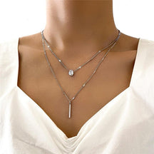 Simple Crystal Geometric Gold Color Pendant Necklace Set for Women Charms Fashion Square Rhinestone Female Vintage Jewelry 2022 - Loja Ammix
