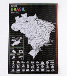 Mapa Raspadinha do Brasil com Bandeiras e principais destinos Brasileiros. - Loja Ammix