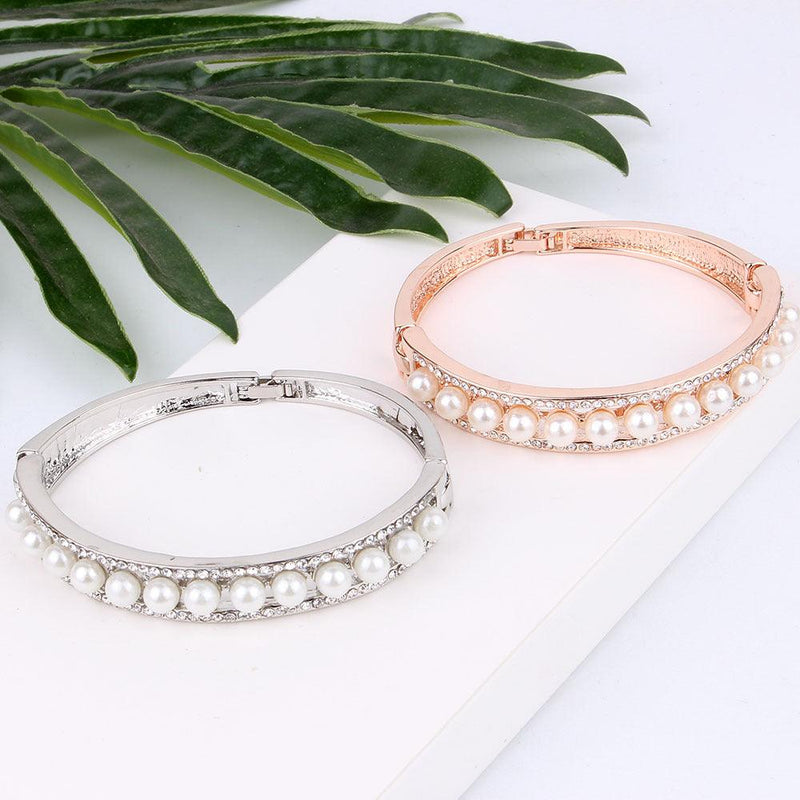 Full diamond pearl rose gold bracelet - Loja Ammix