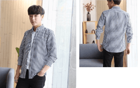 Camisa Masculina Social Listrada Manga Longa - Loja Ammix