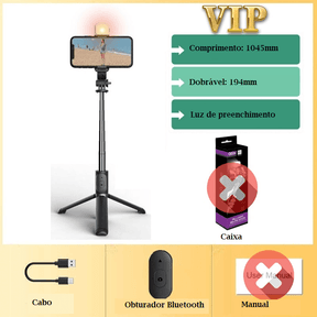 Bastão de Selfie Dobrável com Luz Led - Loja Ammix