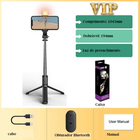 Bastão de Selfie Dobrável com Luz Led - Loja Ammix
