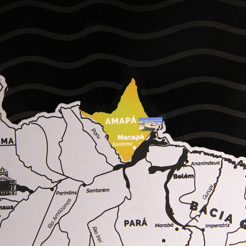 Mapa Raspadinha do Brasil com Bandeiras e principais destinos Brasileiros. - Loja Ammix