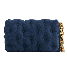 Blue oversized denim quilted shoulder bag - Loja Ammix